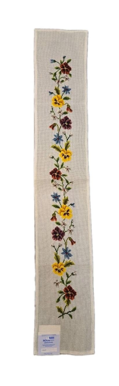 Vintage Nova Needlepoint Canvas W1055 Unfinished Floral Madeira Portugal 8" x 46